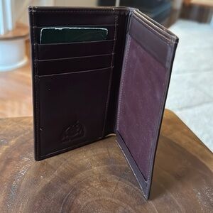 Vintage Dopp Satin Dark brown leather wallet that holds notepad and pen